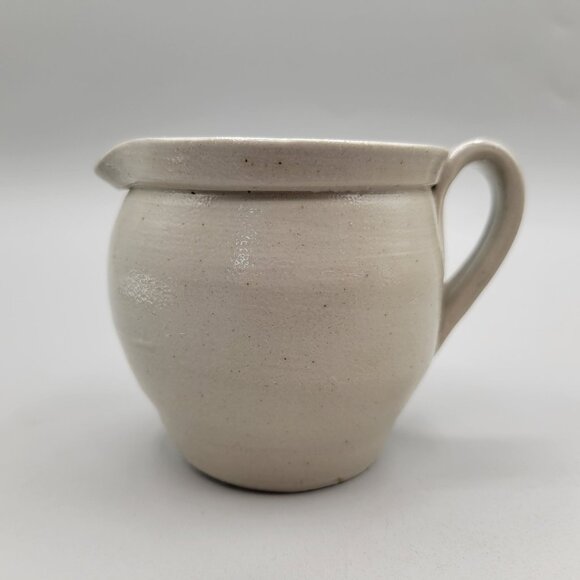 Handmade Salt Glaze Creamer Blue Floral Design Ceramic - Picture 3 of 6